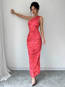 Selianne 女式无袖花卉印花侧开衩时尚修身度假长裙女装 - 粉色 - 查看 4