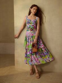 MOTF PREMIUM LINEN ALLOVER PRINT TIERED LAYER DRESS - Multicolor - View 8