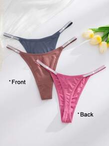 SHEIN 10件/套银色性感女士内裤丁字裤多种颜色 - 彩色 - 查看 5
