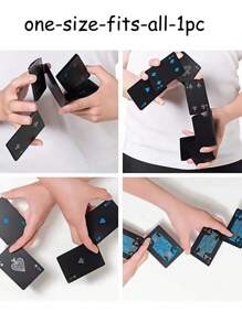 工厂批发创意个性化持久耐用黑色PVC防水扑克牌 - 藍色 - 查看 2