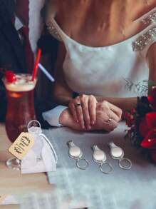 SHEIN 36 件银色指甲钳钥匙扣开瓶器标签卡欧根纱袋派对婚礼纪念品礼物（经典款式） - 防锈，易于使用 - 完美的婚礼装饰和派对最爱 - 銀色 - 查看 3