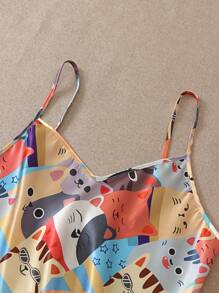 Set de 2 piezas de ropa interior y pantalones con estampado de búho minimalista de moda para adolescentes - Rojo - Ver 5