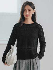 Dazy-Less Women's Long Sleeve Knit Sweater, Casual Office Wear, Suitable For Spring, Autumn & Summer,Fall Women Clothes - Black - View 3