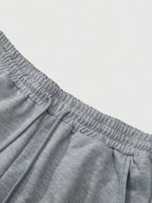 Claim Dot Men's Street-Style, Loose Fit Wide-Leg Baggy Sweatpants, Elastic Waist, Functional Pockets, Utilitarian Elements, Practical & Fashionable, Suitable For Streetwear, Sports, Outdoor Activities, Gym, Casual Daily Wear, Holidays, Unisex - Light Grey - View 6