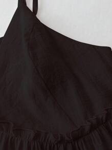 SHEIN Clasi 夏季新款时尚性感大码女式纯色吊带背心 - 黑色 - 查看 4