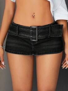 Jeanoix Women's Sexy Low Waist Mini Denim Shorts, Summer