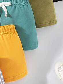 SHEIN Playful Pals 5 Pcs Baby/Toddler Boys' Comfortable Casual Shorts, Summer 2024 New Arrival