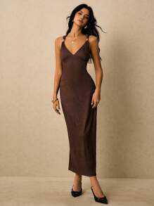 Poéselle Vestido de verano sin mangas y sin espalda elegante para mujer