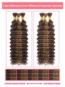 Boho Braids 3 Bundles High Volume Braiding Hair Bulk No Weft Deep Wave Crochet Human Hair Mixed Color 4/30/4# Virgin Hair Extension Enough Full Head Weight 4.93 Ounce Knotless Braids Hair Extensions For Women