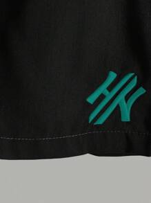 Manfinity Homme 男士夏季休闲字母刺绣短袖T恤和短裤套装街头潮流男士服装男士服装户外服装丈夫和男朋友送给朋友的礼物街头潮流、旅行、日常穿着 - 彩色 - 查看 4