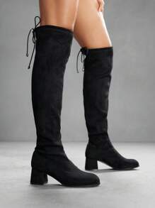 CUCCOO SZL 女士时尚黑色性感高跟过膝靴 - 黑色 - 查看 1