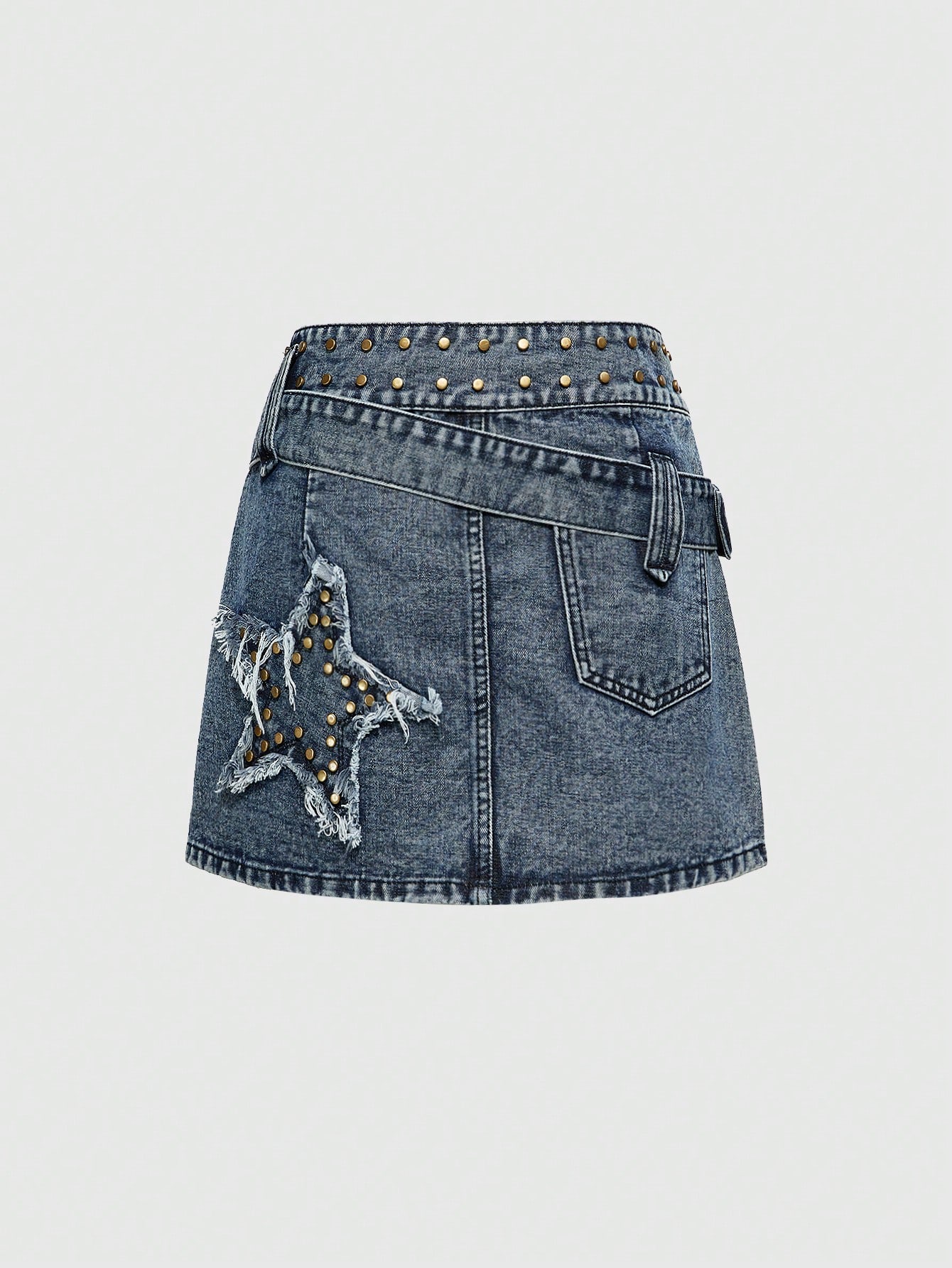 ★E.B.M★ EBAND DETAIL A-LINE SKIRT EMO5WSK060 NDS The Label | Low Rise Embellished Mini Skirt | Women's