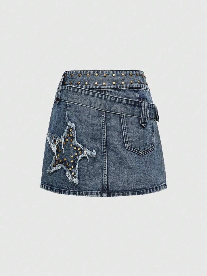 Our Grunge Punk Women's Punk Emo Dark A-Line Cross Studded