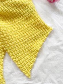 Soleia Áo Bandeau vải xoắn viền bất đối xứng cho nữ, màu vàng nhạt, thích hợp cho kỳ nghỉ, hẹn hò, trà chiều, ngày lễ, lễ hội âm nhạc, phong cách Boho - Màu vàng - Xem 5