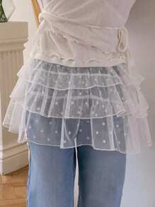 DAZY Women's Layered Mesh Star Print Fashionable Skirt