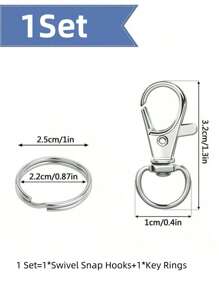 SHEIN Juego de 20/50 clips y anillos para llaveros - Mosquetón de metal duradero, llaveros y anillos de moda, gancho giratorio de resorte metálico, accesorios para lanyards, carteras y manualidades
