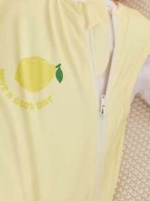 Cozy Pixies 1件柔软透气双层婴儿柠檬印花无袖睡袋床上用品 - 黃色 - 查看 11