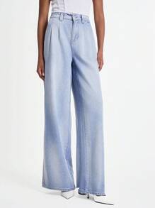 Daynim Women's Casual Wide Leg Jeans Pants Wide Leg Jeans Flared Jeans Women Jeans Bell Bottom Jeans High Waisted Jeans - Medium Wash - View 3