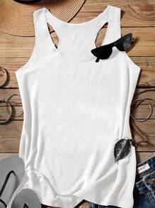 SHEIN LUNE 2pcs Plus Size Plain Casual Camisole Tops Back To School