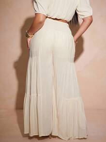 Vixey Plus Size Shirred Bowknot High Waist Tiered Pants, Beach Outfits For Woman, Beach Vacation Outfits, Beach Essentials