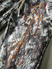 PAVTROS 男士街头风格流行 INS 搭配仿生迷彩休闲户外日常穿着裤，男友/丈夫礼物，周年纪念礼物，双腰带刺绣长裤，迷彩裤男士，宽松迷彩裤迷彩慢跑裤，2000 年代风格