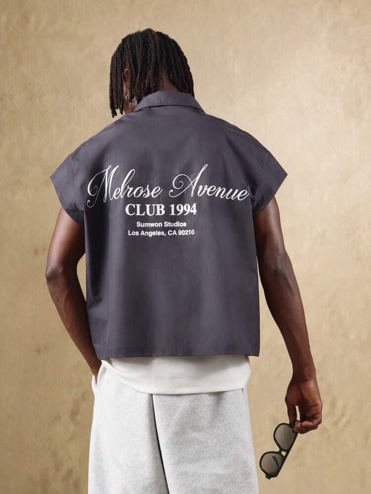 Vintage Inspired Street Style Sleeveless Button Front Work Shirt