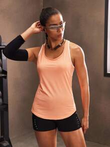 Powerista Top de fitness deportivo informal con estampado de letra como adorno para mujer - Naranja - Ver 2