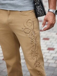 Manfinity Homme Men's Printed Casual Denim Jeans - Ginger - View 6