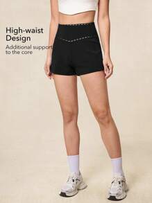 OutZeal Women Sports Shorts Gym Workout Running Breathable Modal Stretch High-Waisted Design - Black - View 2