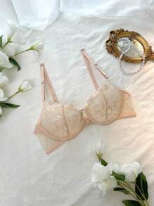 DelicateAllure Lencería De Encaje Floral Con Aros
