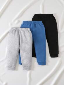 SHEIN Playful Pals 3pcs/Set Baby Boys' Casual Everyday All-Match Simple Letter Print Sport Pants Bottoms, Suitable For Spring Summer Autumn Winter Outdoor Wear