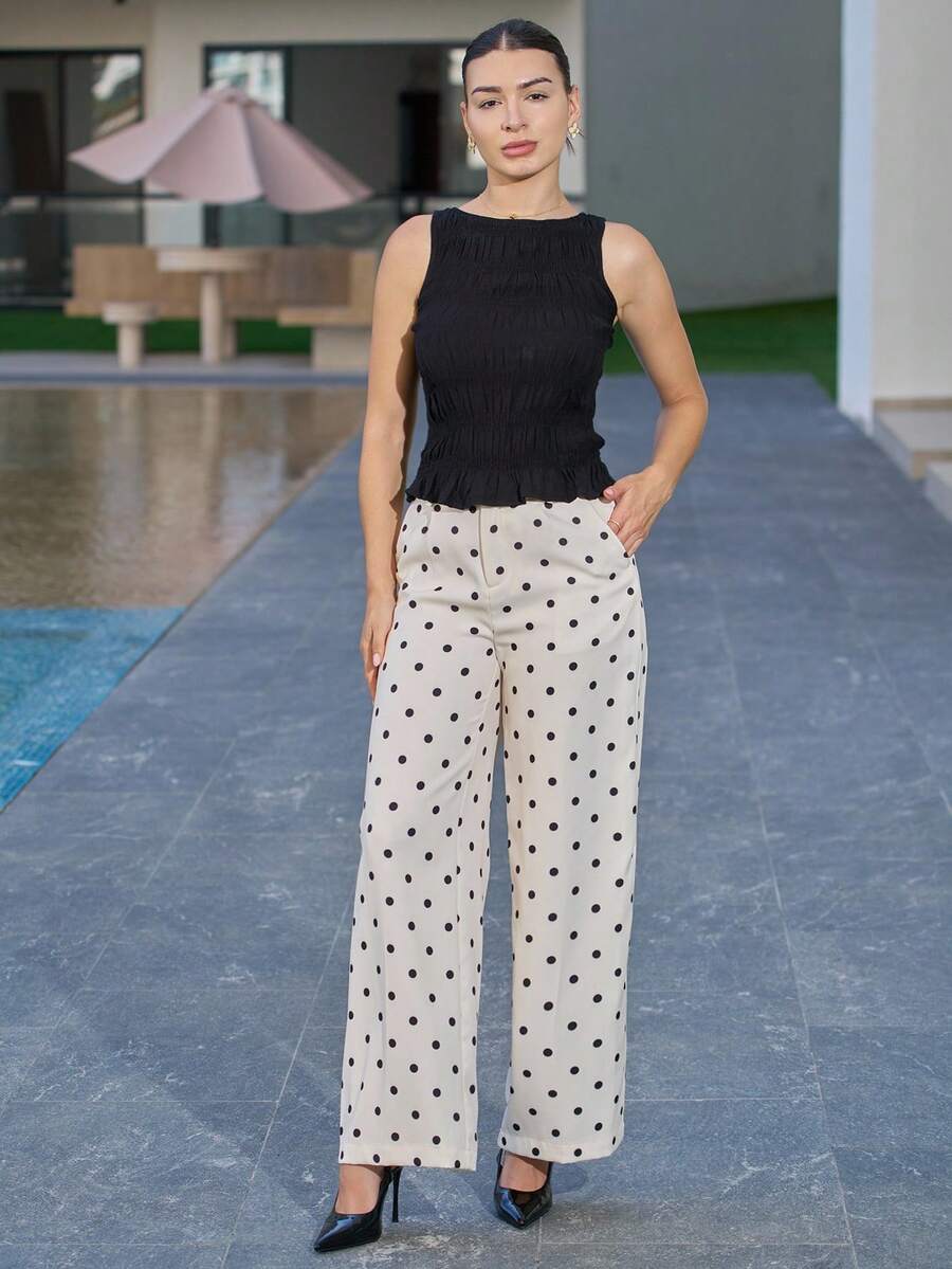 Andrea Bello Pantalones de pinzas con estampado de lunares - Multicolor - Ver 1