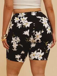 SHEIN VCAY Plus Size Elastic Waist Vacation Style Summer Boho Shorts - Multicolor - View 2