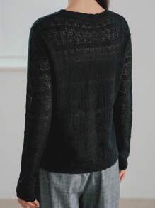 Dazy-Less Women's Long Sleeve Knit Sweater, Casual Office Wear, Suitable For Spring, Autumn & Summer,Fall Women Clothes - Black - View 7