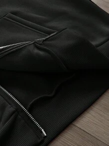 Manfinity EMRG 宽松男士保暖内衬连帽运动衫 - 黑色 - 查看 5