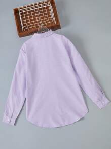 Teen Girls' Casual Striped Long Sleeve Long Shirt Purple Striped Shirt Girls Lilac Striped Shirt Girls Girls Striped Button Down Shirt Purple Shirts For Girls Girls Lilac Shirt - Purple - View 2