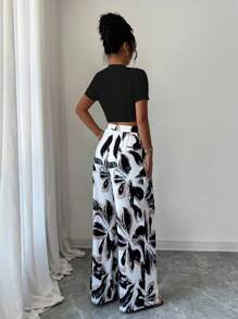 Elenzga 2pcs Casual Holiday Short Sleeve Striped Shirt And Shorts Set