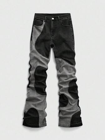 Street Life Jeans de mezclilla casuales y versátiles con bolsillo de color contrastante para hombres