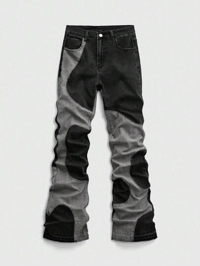 Street Life Men's Contrast Color Pocket Casual Versatile Denim Jeans