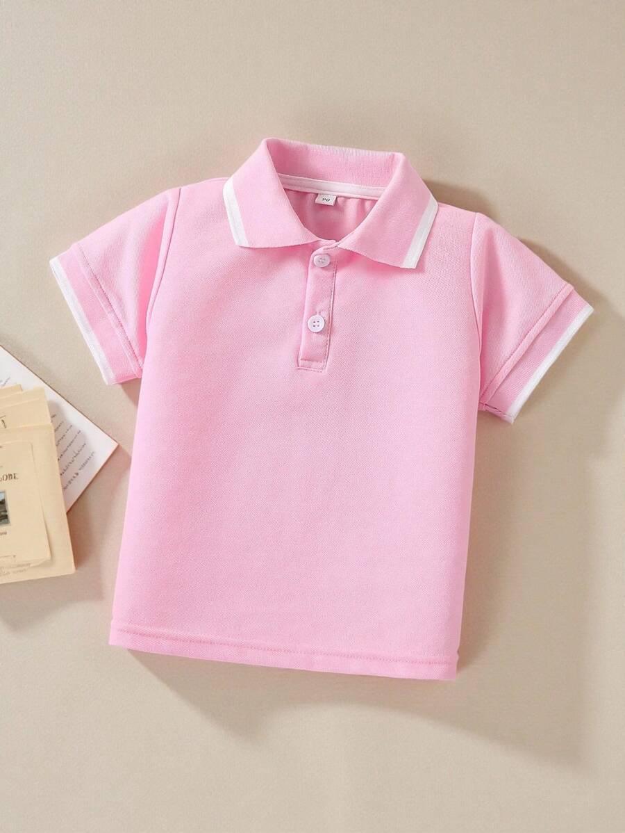 SHEIN Casuvi Kids 男小童拼接邊POLO衫