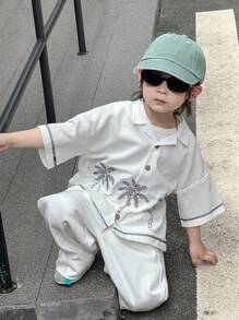 Dazy Kids 秋季男童宽松休闲度假风格衬衫 - 白色 - 查看 8