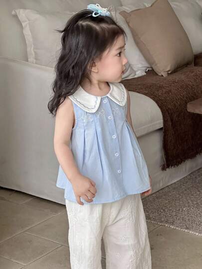 Dazy Kids 女童拼色彼得潘领 A 字甜美背心