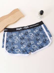 paquete de 3 piezas de ropa interior con estampado de letras para adolescentes varones - Multicolor - Ver 2