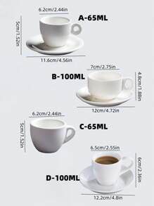 Cirelle Bộ cốc và đĩa lót cà phê bằng gốm sứ màu trắng – Bộ cốc và đĩa lót treo đơn giản phong cách Châu Âu, Cốc dày, Cốc nhỏ dùng cho gia đình, văn phòng, quán cà phê, trà chiều, quà tặng & tặng phẩm | Cốc, cốc cà phê, cốc cà phê, cốc Espresso - trắng - Xem 3