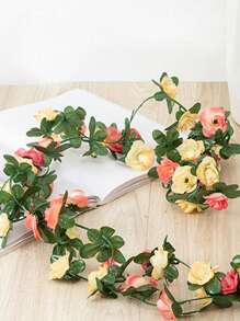 SHEIN 1 Stück künstliche Blumengirlande, gelbe Kunststoff Fake Blumen Girlande, für Heimdekoration, Valentinstag, Geschenke Geburtstag Abschluss