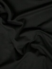 Manfinity Dauomo 男士纯色立领短袖休闲T恤，秋季 - 黑色 - 查看 4