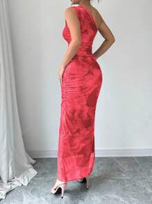 Selianne 女式无袖花卉印花侧开衩时尚修身度假长裙女装 - 粉色 - 查看 2