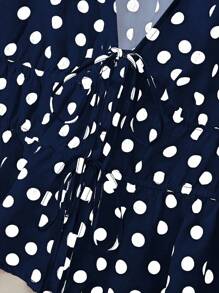 CosyJoli Plus Size Polka Dot Short Sleeve Shirt, Fashionable For Summer - Navy Blue - View 4