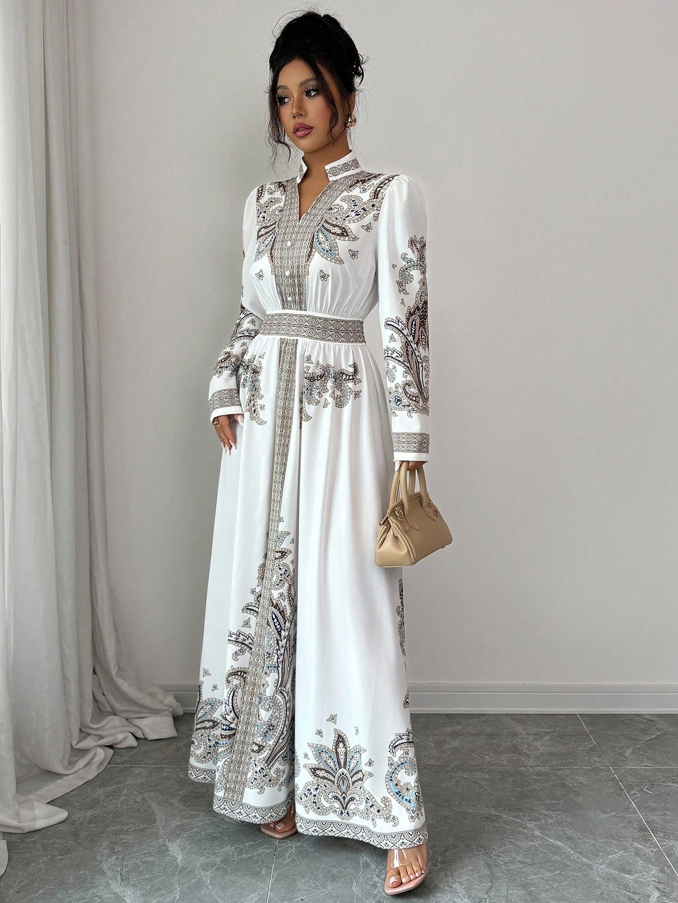 Rafferiza فستان طويل للنساء بطبعة زهور عتيقة، طراز...