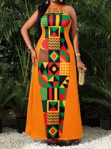 SHEIN Lady 春夏优雅通勤办公室波西米亚风彩色针织吊带喇叭形长款无袖大码连衣裙优雅女装优雅服装女式夏装女式夏装度假服装女式女装女式夏装优雅优雅女式连衣裙女式夏装波西米亚风大码女式度假连衣裙海滩度假服装夏装大码大码夏装大码女式夏装女式夏装女式夏装波西米亚风女式服装夏季连衣裙 - 橘色 - 查看 5